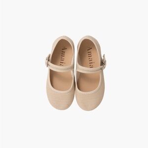 Kids Beige Mary Jane Dress Shoes with Buckle Strap